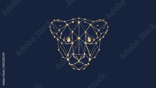 A stylized cheetah head formed by interconnected golden lines and nodes, representing network and strategy.