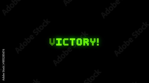 Victory Pixel Text. Retro Game Win Screen Animation