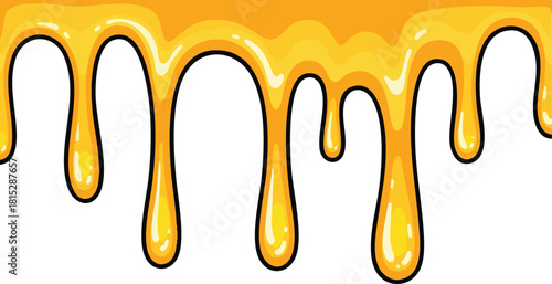 Golden Honey Dripping Viscous Liquid Golden Yellow Color Pixel Art Style