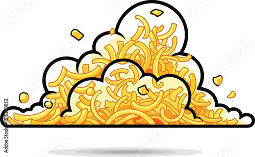 Explosion Of French Fries Pixel Art Style With White Background