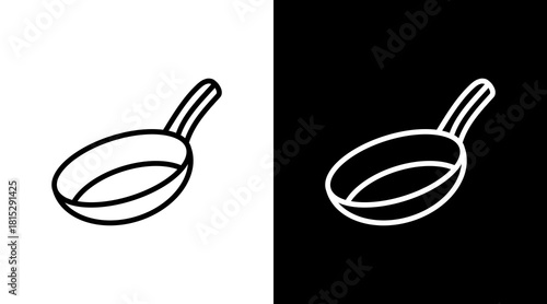 Frying Pan White Icon Set Design