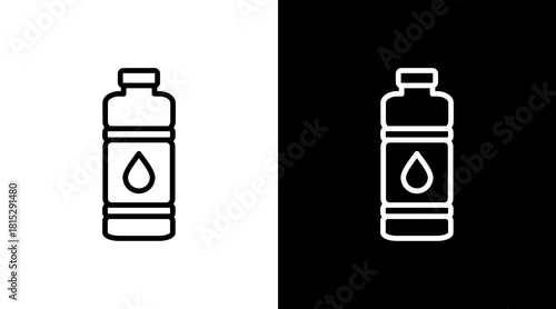 Water Bottle White Icon Set Design
