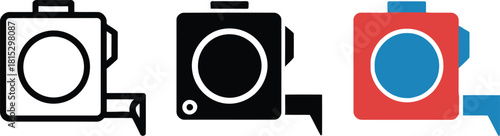 Tape Measure Icons Set Outline Solid Color measuring tape ,  icon, symbol, illustration, outline, solid, black