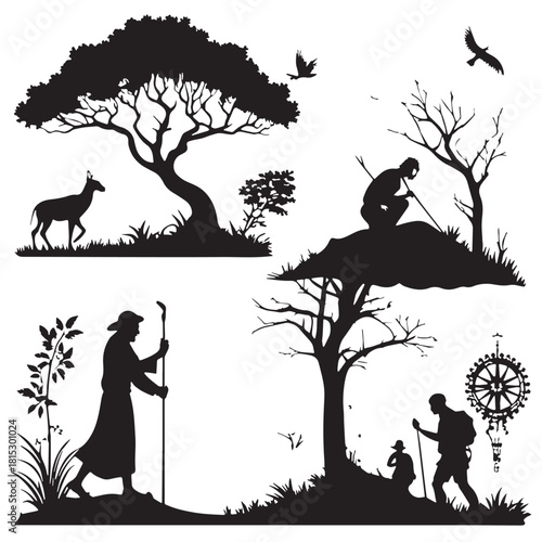 Black creation myths Silhouette Vector, High Quality Illustration on White Background
