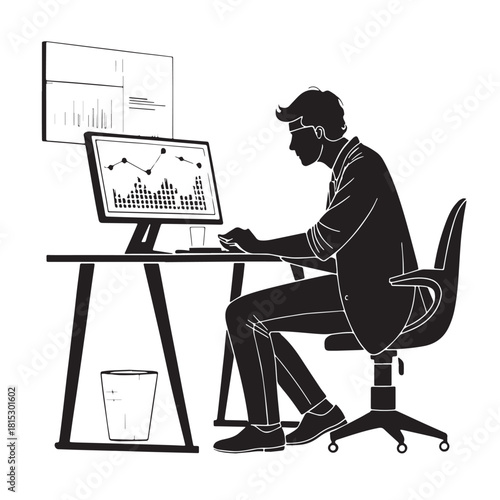 Black data entry Silhouette Vector, High Quality Illustration on White Background
