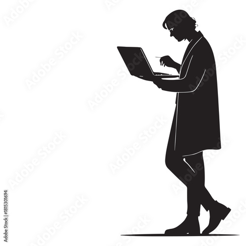 Black data science Silhouette Vector, High Quality Illustration on White Background