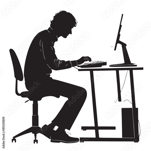Black data entry Silhouette Vector, High Quality Illustration on White Background