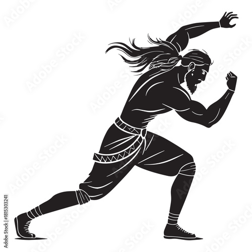 Black glima icelandic viking wrestling Silhouette Vector, High Quality Illustration on White Background