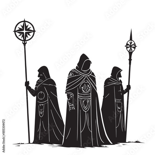 Black guardians of sacred places Silhouette Vector, High Quality Illustration on White Background