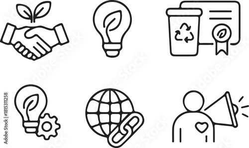 Sustainability and Eco Friendly Icons Representing Environment and Responsible Practices