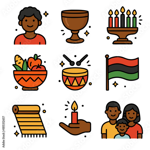 Kwanzaa first day celebrate kwanzaas first day with these items people flag and candles.