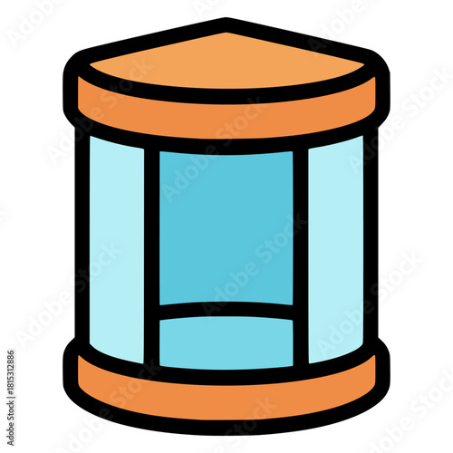 public shower stall corner cabin flat color vector illustration template design