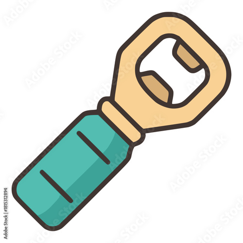 bottle opener tool drink beverage flat color vector illustration template design