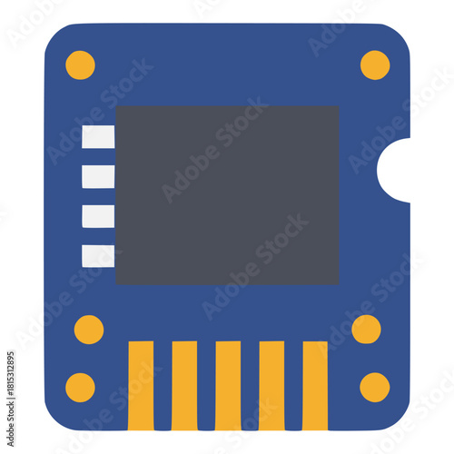 SSD mini hard drive storage flat color vector illustration template design