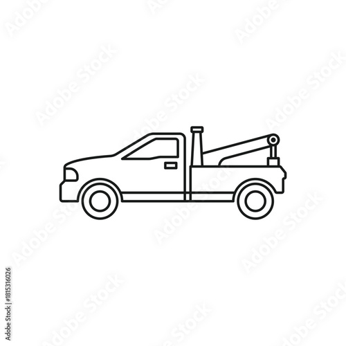 Black Outline Tow Truck Illustration White Background