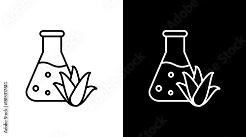 Aloe Vera Extract White Icon Set Design