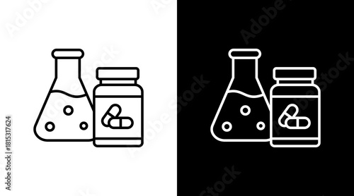 Pharmaceutical White Icon Set Design