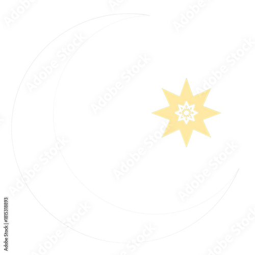 Celestial Harmony: A serene composition featuring a delicate crescent moon and a radiant star, symbolizing the ethereal beauty of the night sky.