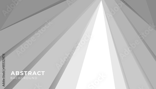 Abstract grayscale background featuring layered geometric rays converging toward a bright center. minimal, and modern look suitable for corporate design, branding, technology themes, and professional