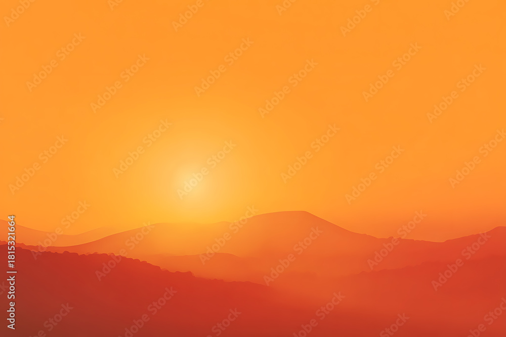 Fototapeta premium 夕日の柔らかな光が広がるオレンジグラデーション背景