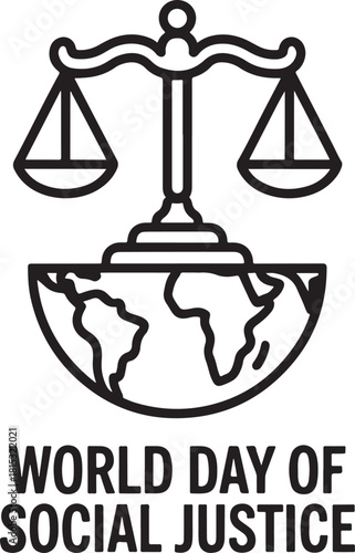 World Day of Social Justice Scale Icon Equality Symbol