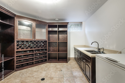 Exterior and interior of a modern Canad house with backyard, driveway, and complete living spaces. Includes living room, kitchen, bedrooms, bathrooms, hallways and basement
