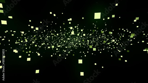 Particles, 4K, Gradation, Special Effects, Animation, Background, Materials, Nature, Motion, Simple, Effects, Fantastical, Video Footage, Green, Squares, Dots, Light