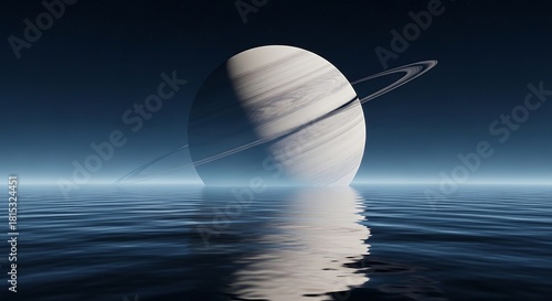 Saturns Reflection - A Celestial Body Mirrored in Tranquil Waters.