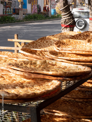 Golden and fragrant baked naan bread