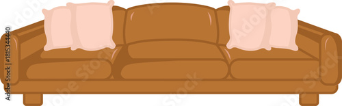 Brown Sofa with Cushion Home and Furniture Concept