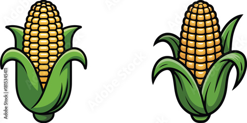 Corn Vegetable Cartoon Illustration Set