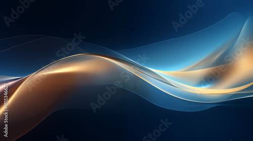 Abstract Blue and Gold Wavy Lines Background. Modern Flowing Gradient Shapes. Technology, Business, and Elegant Design Concept.