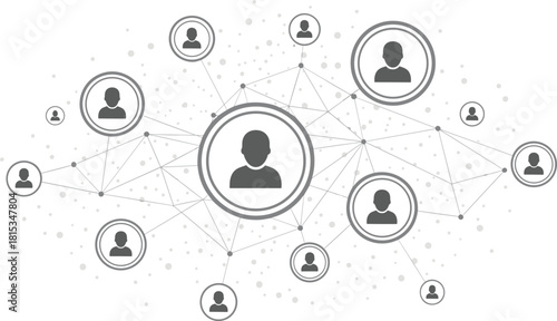 Social network connection illustration, user profile web, communication system vector, digital interaction graphic, data sharing design, cad drawing flat vector illustration