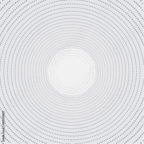 Abstract circular pattern of light grey dots radiating from the center, creating a mesmerizing optical illusion with a light background and subtle texture