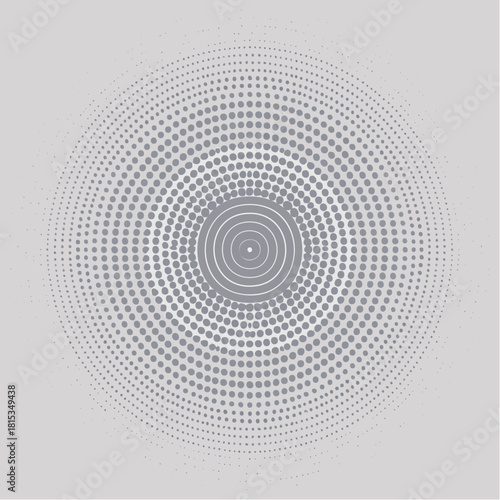 Abstract geometric pattern with radiating halftone dots creating a mesmerizing visual effect and dynamic gradient design perfect for modern backgrounds