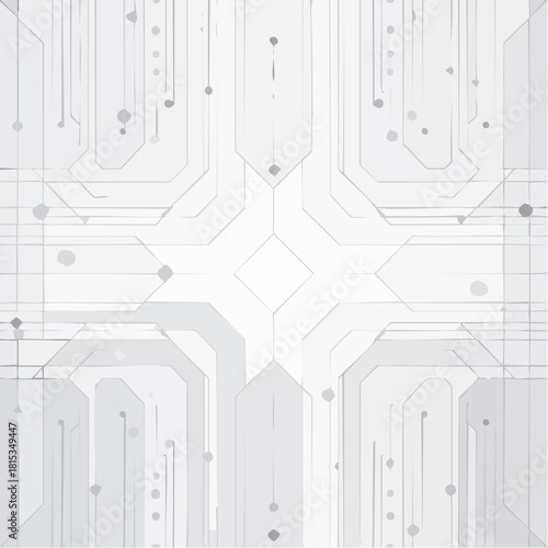Abstract futuristic technology background with clean lines and circuit board pattern in shades of white and grey