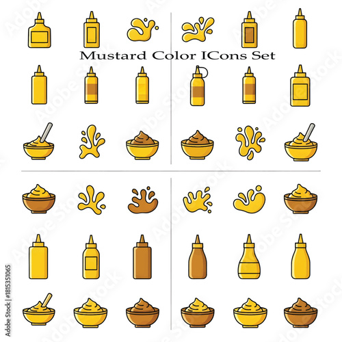 Mustard Bottle and Condiment Sauce Illustration