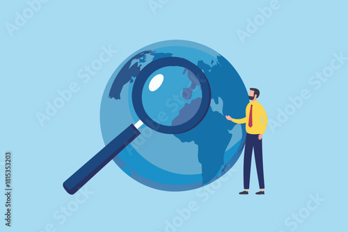 Global business expansion and international market research concept illustration