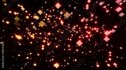 Particles, 4K, Gradation, Special Effects, Animation, Background, Materials, Nature, Motion, Simple, Effects, Fantastical, Video Footage, Red, Light, Passion, Polygon, Stylish