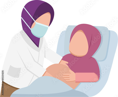 Muslim Doctor Examining Pregnant Woman