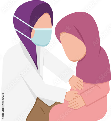 Muslim Doctor Examining Pregnant Woman