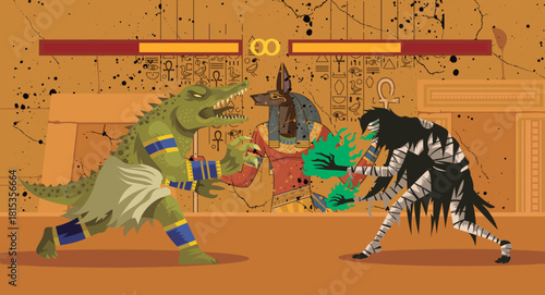 egyptian fighting game crocodile god versus mummy