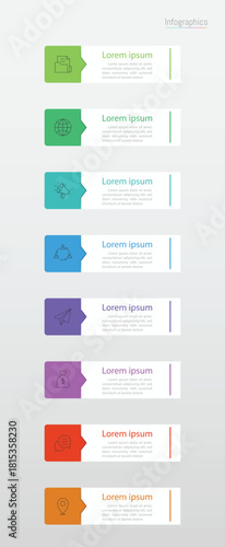 Infographic 8 options design elements for your business data. Vector Illustration.