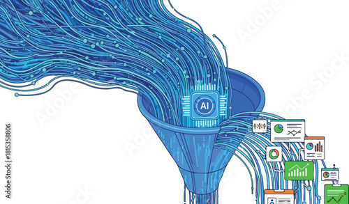AI Funnel Transforming Data into Actionable Insights.
