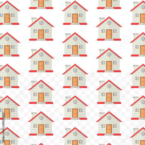 Simple Cute House Illustration Repeating Pattern Childish Style Background