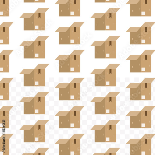Flat Simple Style Open Cardboard Box Packaging Seamless Pattern