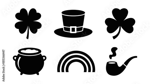 St patricks day symbols silhouette collection