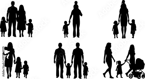 family silhouette, family bundle, family clipart, family svg, family png, family eps, family vector, parents silhouette, kids silhouette, mom dad kids, couple silhouette, children silhouette, family w