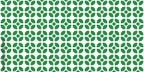 Seamless Abstract Botanical Pattern of Repeating Oval Leaf Shapes in Bright Green and White