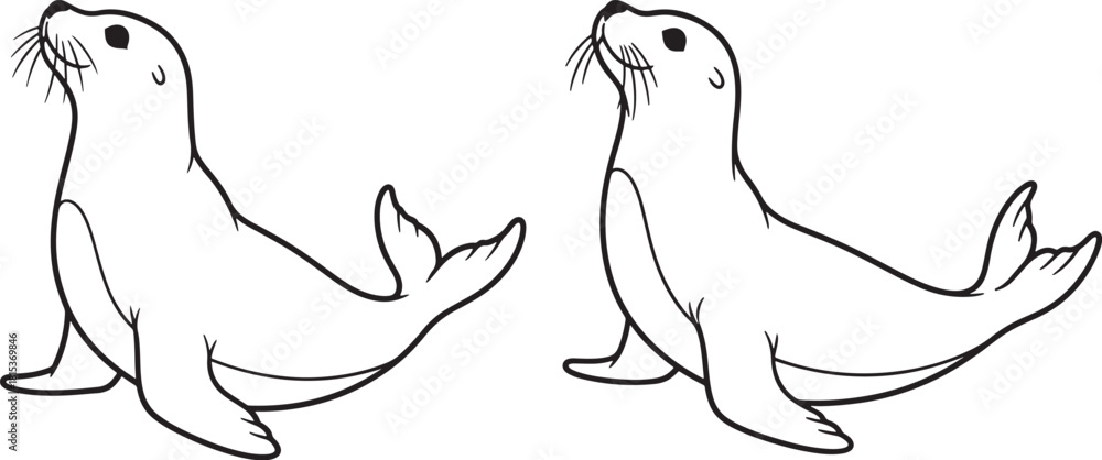 Naklejka premium Two seals looking up in silhouette